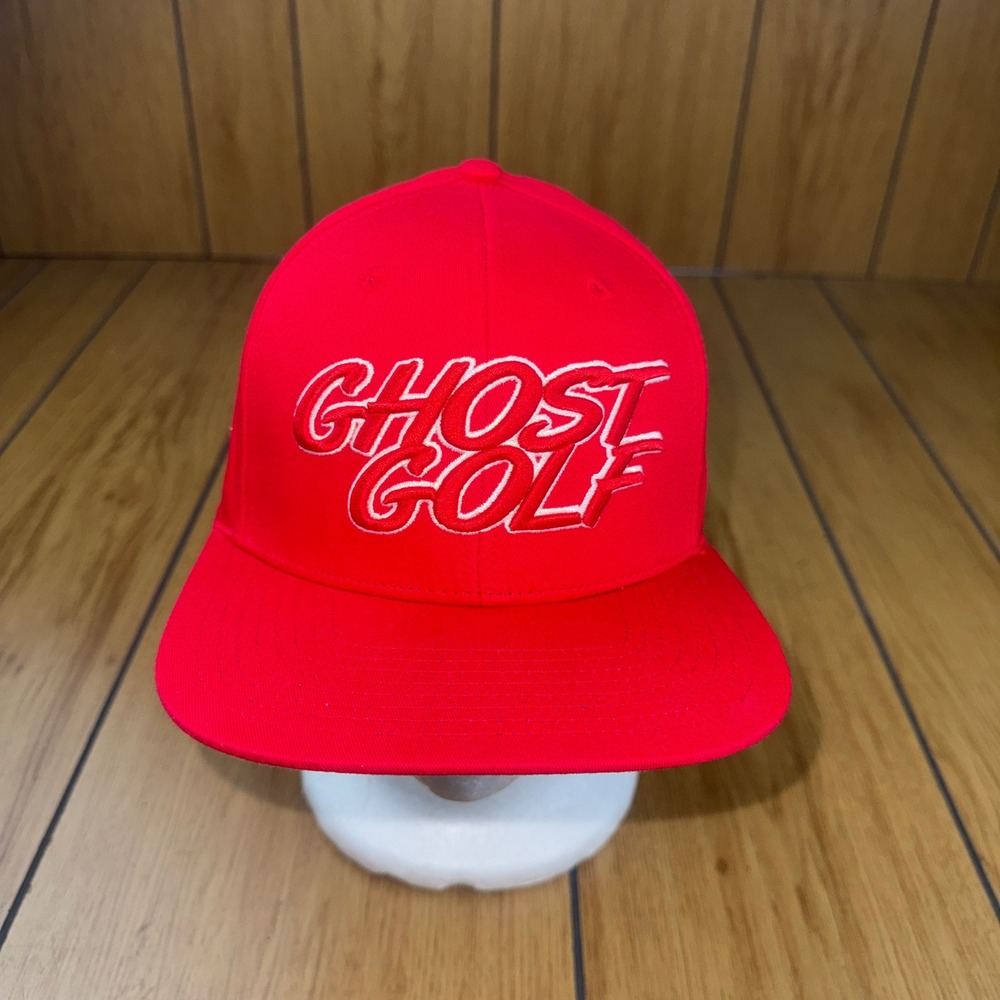 Ghost‎ Golf Snapback Hat Red Adjustable Flat Brim Embroidered Golf Cap Mens